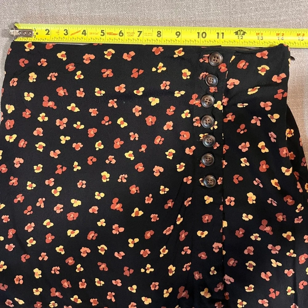 Madewell Black Floral Print‎ Button Front A-Line Mini Skirt Size 6